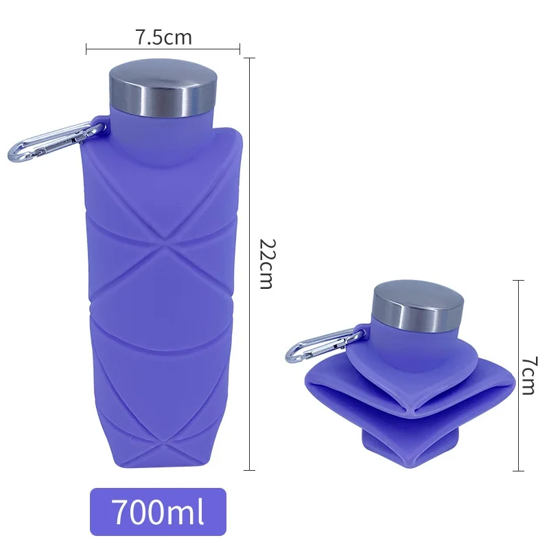 Solid Rhomboid Folding Silicone Cup Outdoor Sports Travel Kettle Water Bottles portable with handle