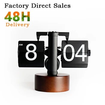 Manufacturers wholesale solid wood office custom digital home retro table creative mechanical page clock