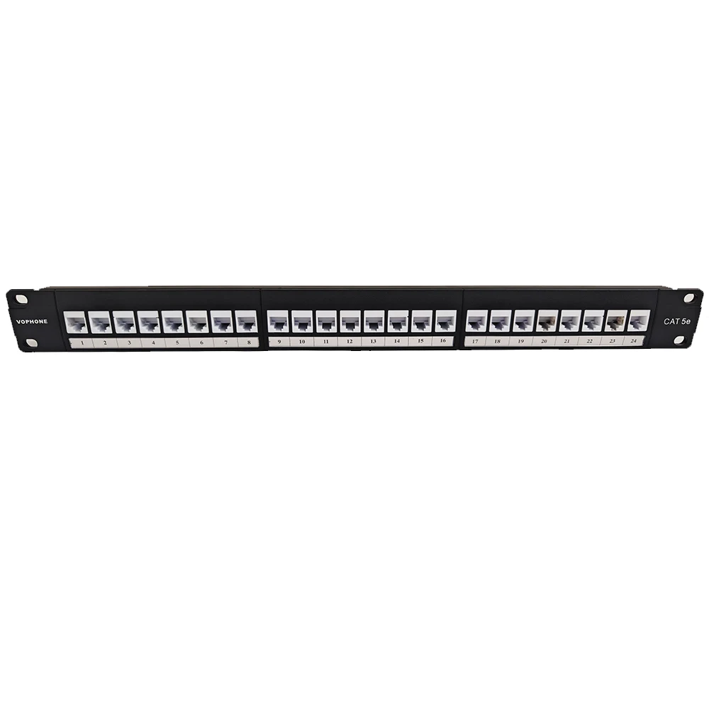 Best Price & Premium Quality 19" 1U 24-port Category 5e Modular Unshielded Patch Panel for Data Center Rack Mount Network Wiring manufacture
