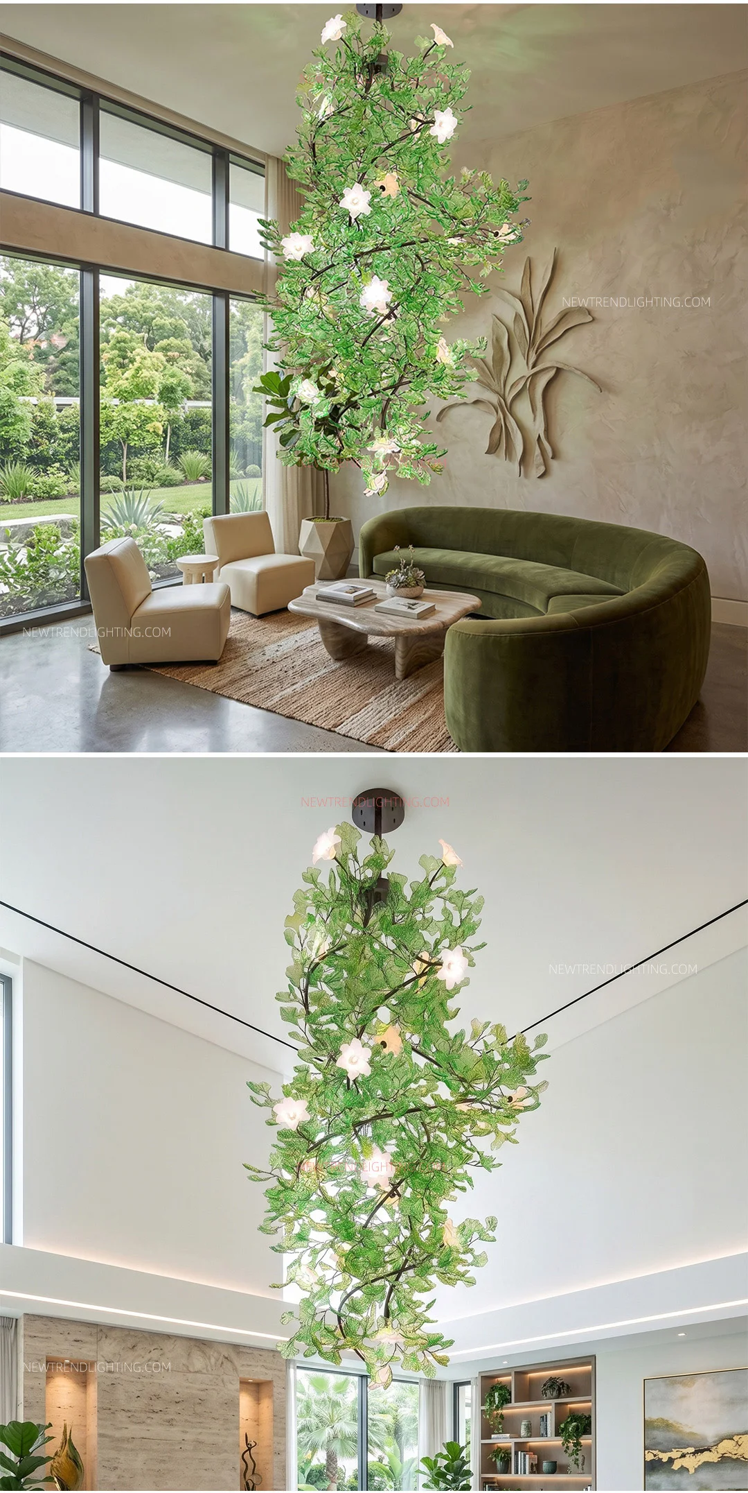 cpl 511 custom organic shape glass chandelier luxury cascading led staircase lighting manufacturer for high end villas-3