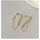 Chain Hoop Earrings Korean EarringsWholesaler Minimalist Gold Plated Long Chain Hoop Chain Drop Earrings