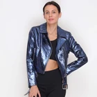 Leather Lamb Jacket 2021 Latest Shine Printing Leather /glaze Fitting Shape Women's Lamb Leather Jacket