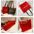 Bag 2021 Summer Custom Logo Large Transparent Clear Thick Neon PVC Handbag Beach Bag Women Plastic Shopping Bag