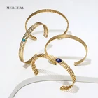 Open Gap Stainless Steel Bangle Sets 18K Gold Plated Adjustable Ladies Hypoallergenic Jewellery Simple Style Design Bangle