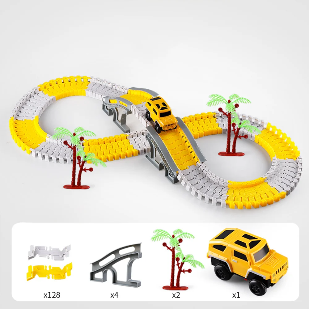 Construction Toys Race Tracks for Boys Kids Toys, 6 PCS Construction Car and Flexible Track Play set Create A Engineering Road