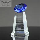 Crystal Table Trophy Engraving Wholesale Engraved Blue Diamond Crystal Trophy For Office Table Decoration