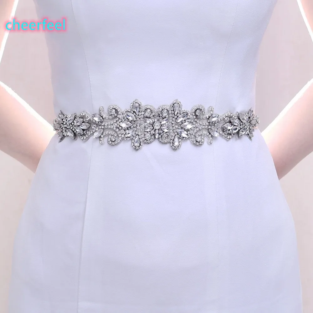 Rhinestone Crystal Bridal Dress Sash Belt Wedding Party Prom Sash with Ribbon 