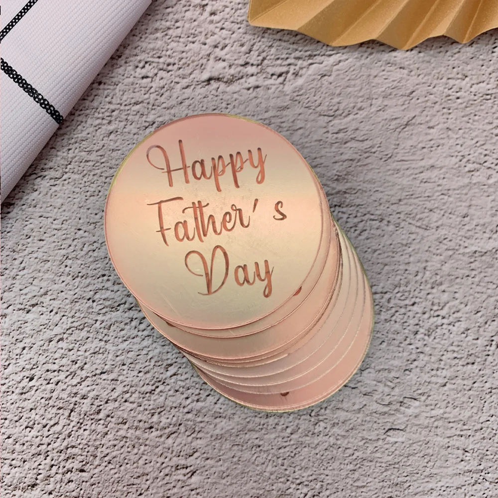 Happy Father Day Acrylic Cupcake Toppers Mirror Acrylic Mothers Day