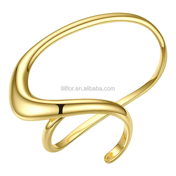 High Quality 18k Gold Plated Brass Jewelry Punk Fashionable Three Finger Accessories Rings R194033 0