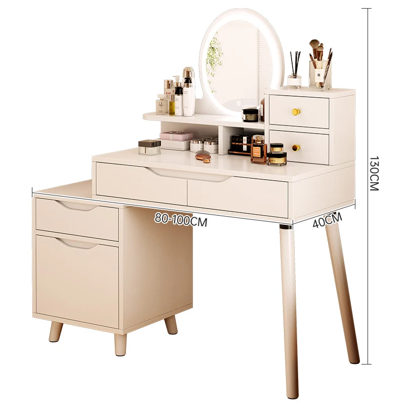 Bedroom Nordic retro style girl dressing table with makeup mirror