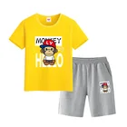 Children's Shorts High-quality Short-sleeved Cartoon Children's Summer Boy Short-sleeved Shorts 2-piece Costume