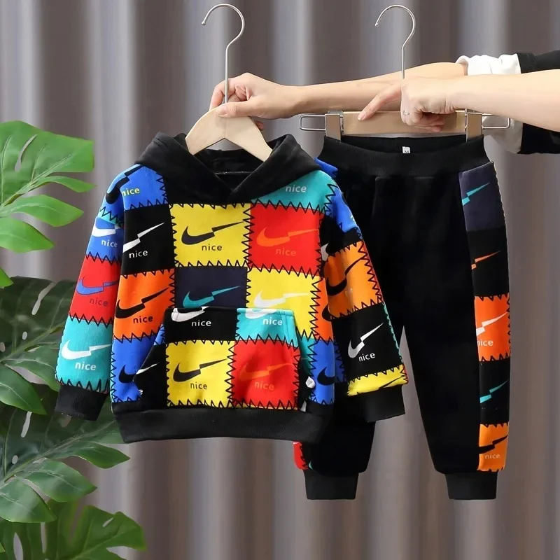 Wholesale Boys Girls Clothes Long Sleeve Set Children's Cartoon Print Sports Set 2pic Customization Set Kids Sweat Suits