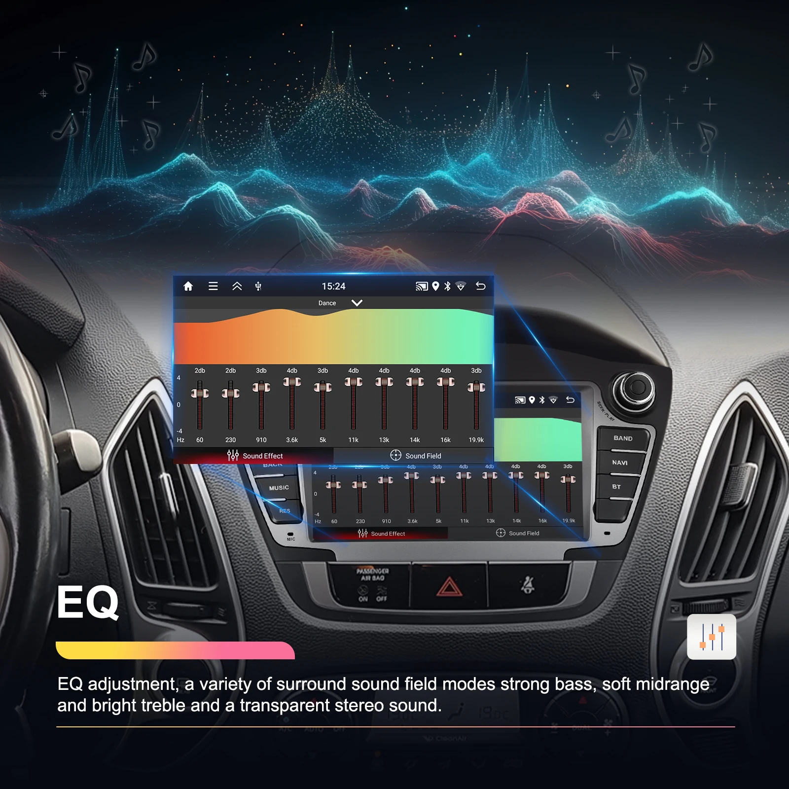 Podofo 7'' 2+64GB Android Car Radio Stereo Wireless Carplay Android Auto Wifi DVR EQ GPS for Hyundai Tucson/IX35 2009-2015 OEM A4251 factory