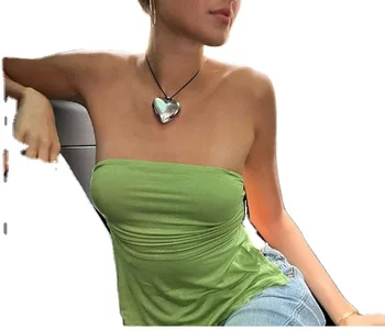 2024 Spring/Summer New Clear Color One Shoulder Strap Open Back Spicy Girl T-shirt