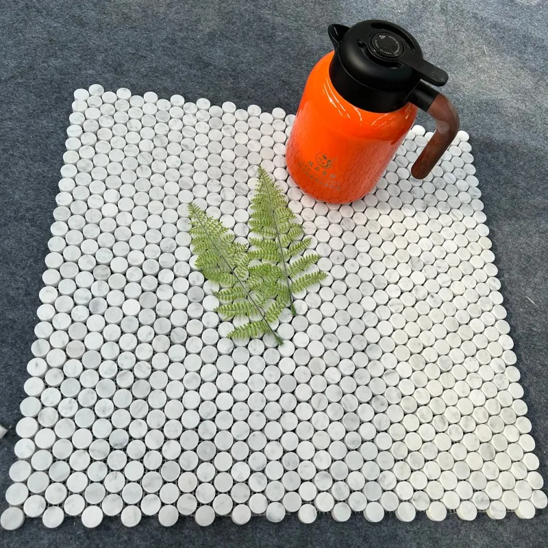 product ydstone high quality white carrara marble mosaic tile polished natural stone round tile with waterproof feature 1 year warranty-5