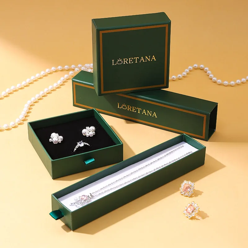 product a1 2026jb039 green luxury button closure drawer jewelry box with custom logo packaging for necklace ring earring-1