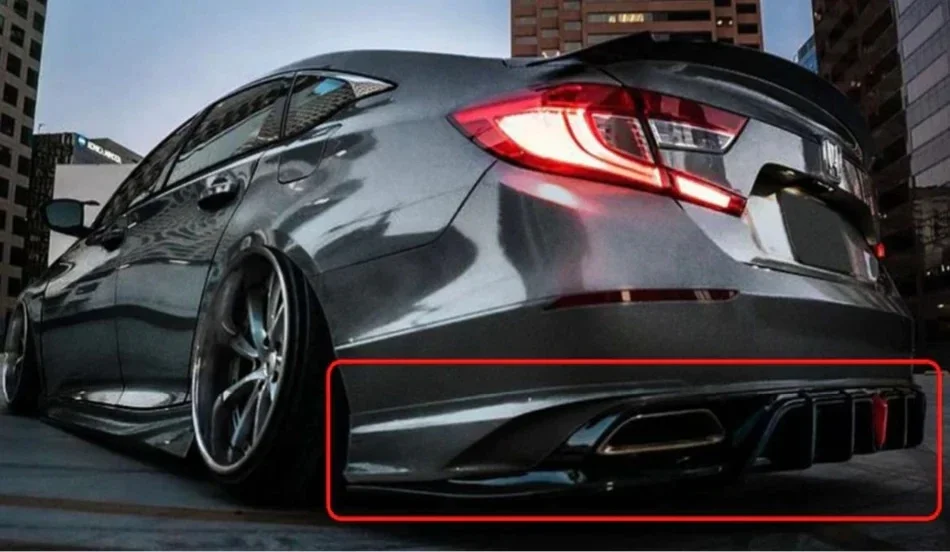 Yofer V2 Rear Diffuser Kit For Honda Accord 2018-2022 – White/Black, 5-Piece With LED Light