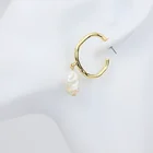Pearl Baroque Exquisite Freshwater Drop Hoop Jewelry Gold 18k Real Plated Women Pearl Earrings