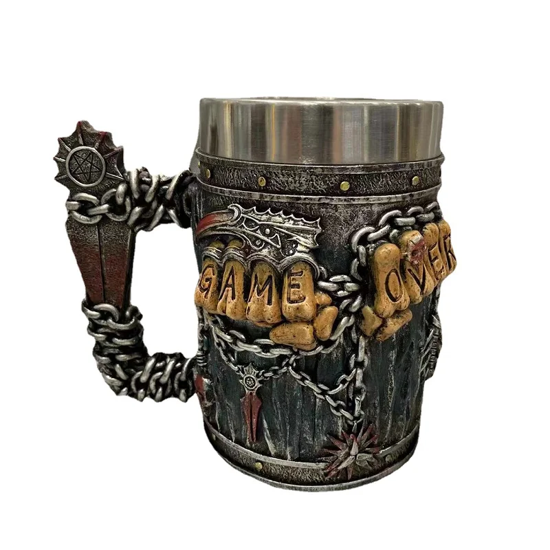 Creative Halloween Pub Decor Crafts Cup Bar Beer Mug Tea Coffee Cup Resin Stainless Steel Retro Mug