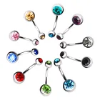 Belly Rings Fashion Double Gems Surgical Stainless Steel Belly Rings