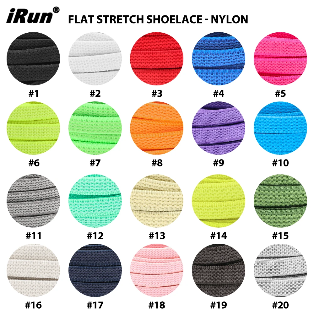 iRun Fitness Sports Flat Stretch Shoelaces No Tie Elastic Shoe Laces for Sneakers for Kids and Adult Shoes