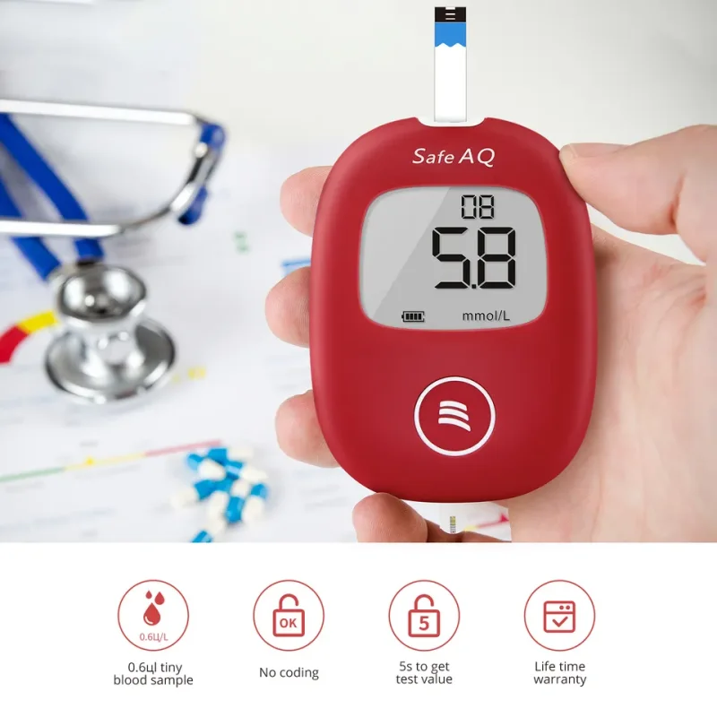 Sinocare OEM&ODM Glucometro Code Free Diabetes Testing Machine Glucometer Blood Glucose Meter with Strips Safe Aq Smart