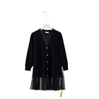 Winter Girl Dress Latest Style Clothing Winter Warm Beautiful Fashion Black Kid Girl Sweater Dress With Gauze