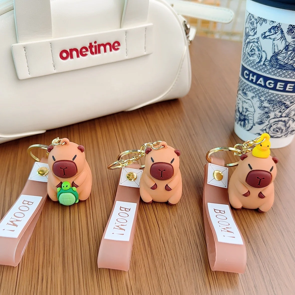 2024 New design Animal series Cartoon cute capybara key holder funny silicone doll lanyards custom 3d silicon keychain