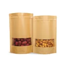 Stand Up Pouch Paper Packaging Bag Matte Kraft Paper Zip Bag Stand Up Hot Food Safe Pouch Packaging Doypack