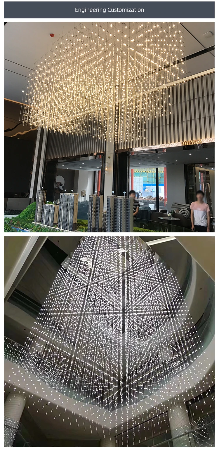 CPL-04 Professional Custom Wedding Hall Hotel Lobby Large Project Suspended Filament LED Chandelier manufacture