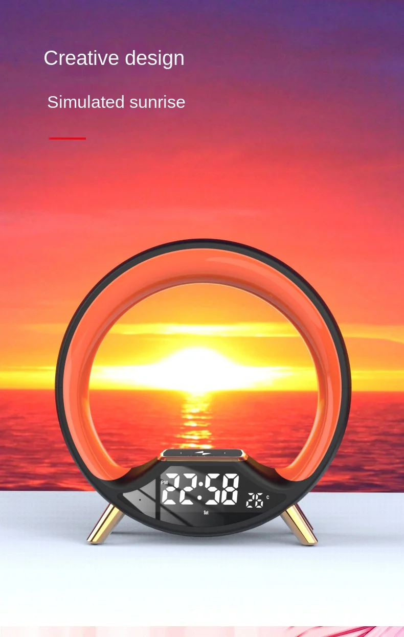 New 3in1 Wireless Multifunctional Colorful Night Light Clock Smart