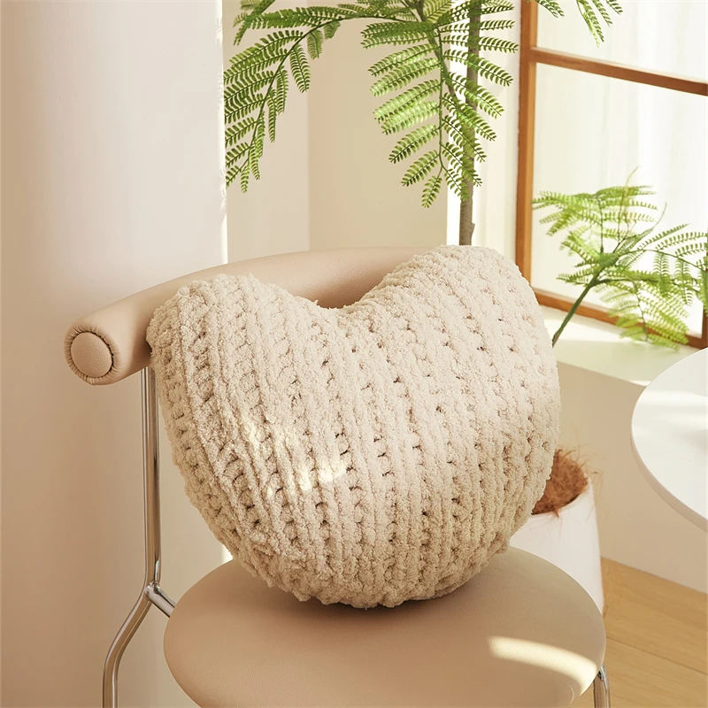 product heart super cozy 100 chenille knot pillow for home sofa decoration stn-57