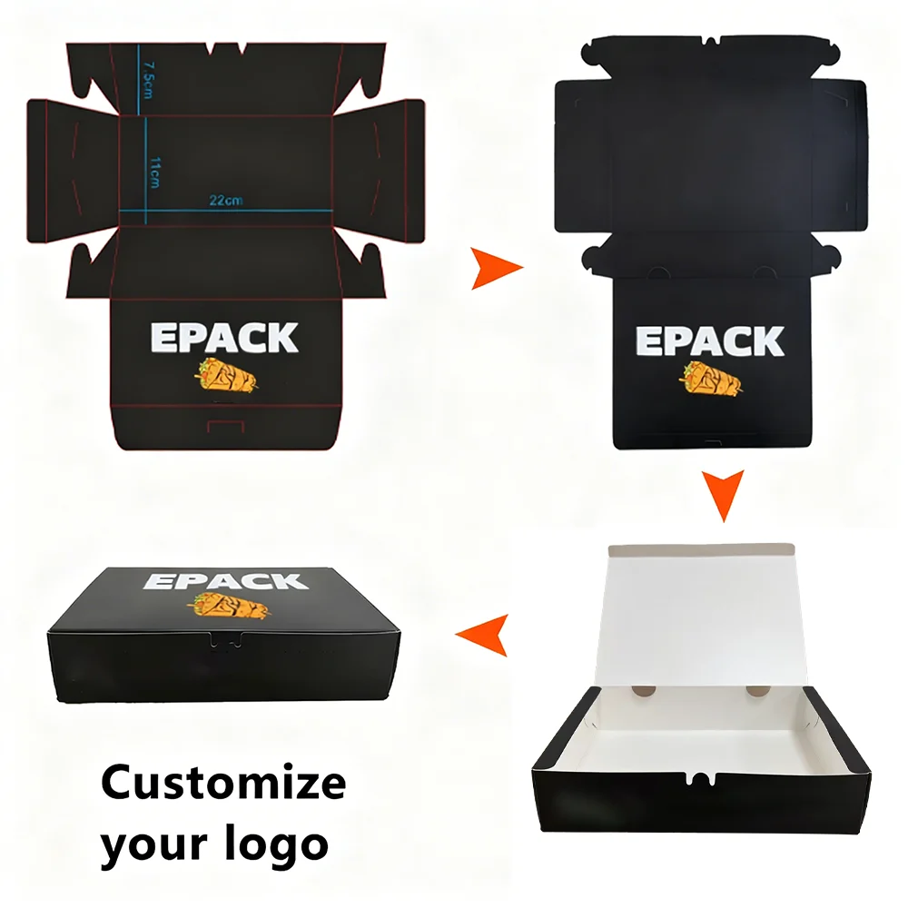 Vlastní logo Krabička na smažená kuřecí křidélka Rychlé občerstvení s sebou Jídlo na hamburger Hranolky na hamburgery Balicí krabice na smažené kuře pro váš vlastní produkt