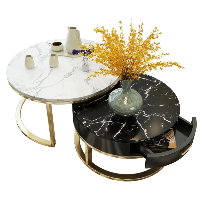 Modern luxury style nodric marble cover 2 piece coffee table