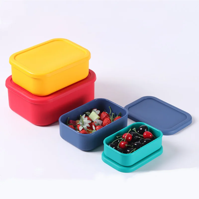 Rectangular Silicone Lunch Box with Sealing Lid Fresh-Keeping Kitchenware for Microwave Oven and Refrigerator Use factory