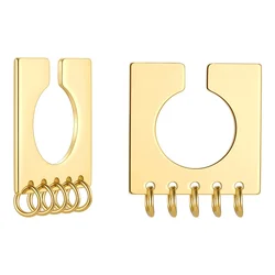 Latest High Quality 18K Gold Plated Stainless Steel Jewelry Square Circle Charm Earclip Accessories Earrings E211303