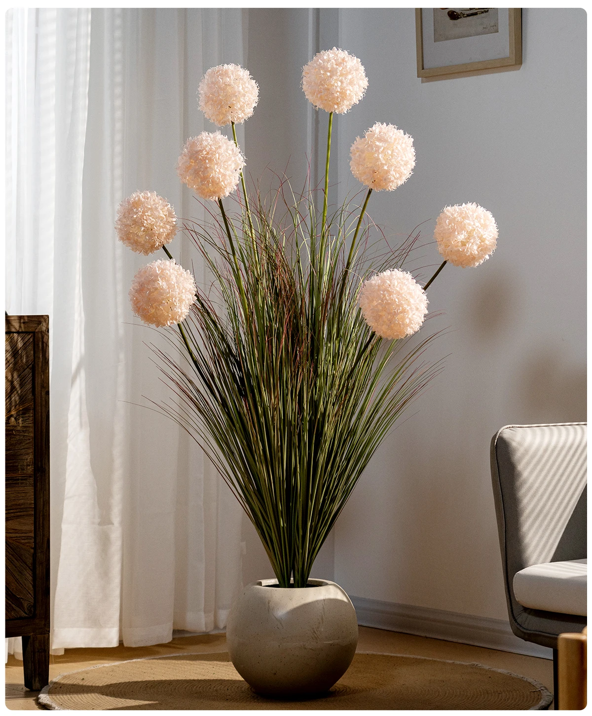 Natural Style Home Office Decor Artificial Plants Real Touch Reed Hydrangea Green Plastic Pot Outdoor Wedding Christmas Any factory