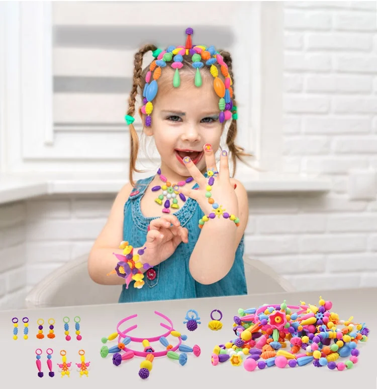 Pop Beads, 700+ Pcs Jewelry Making Kit, DIY Arts and Crafts for Age 3, 4,  5, 6, 7 Year Old Girls, Kids Creative DIY Set with Necklace, Bracelet, Rings  