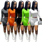 Summer 2021 Blouse Wholesale Summer Women Clothing 5 Colors Top T Shirt With Shorts 2 Piece Set