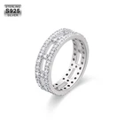 Cubic Zirconia KRKC Rectangular Hollow 5A Cubic Zirconia Diamond 925 Sterling Silver Eternity Rings