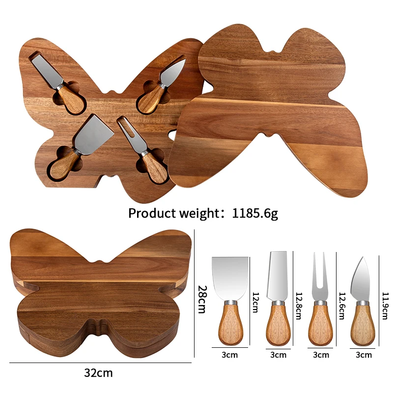 Drawer Cheese Platter Cutting Board Serving Tray Acacia Wood Cheese Boards with Knife Set