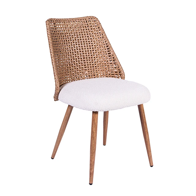 Hot Sell Rattan Outdoor Wholesale Iron Frame Metal Patio Garden Dining Chair with Cushion