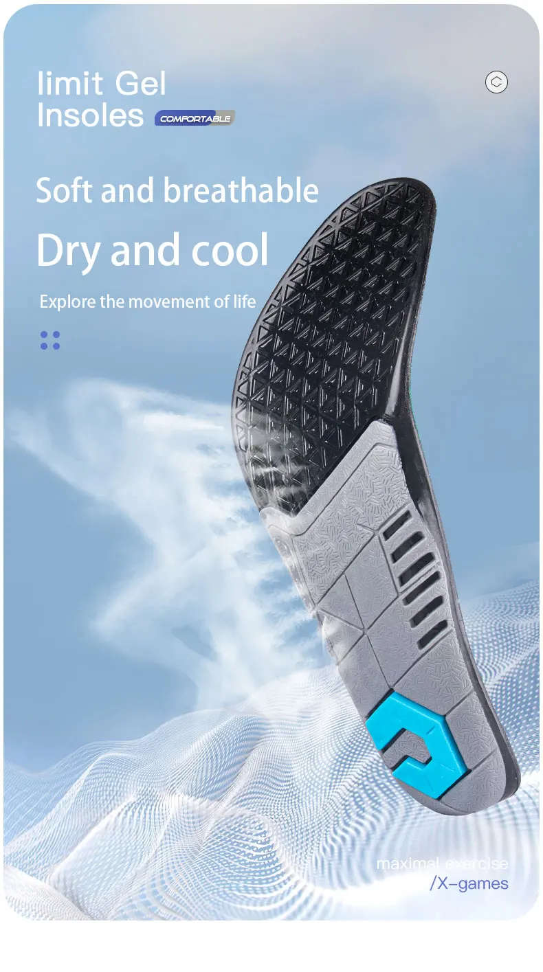 Men’s Silicone Running Insoles with Triple Shock Absorption Men’s Silicone Running Insoles with Triple Shock Absorption