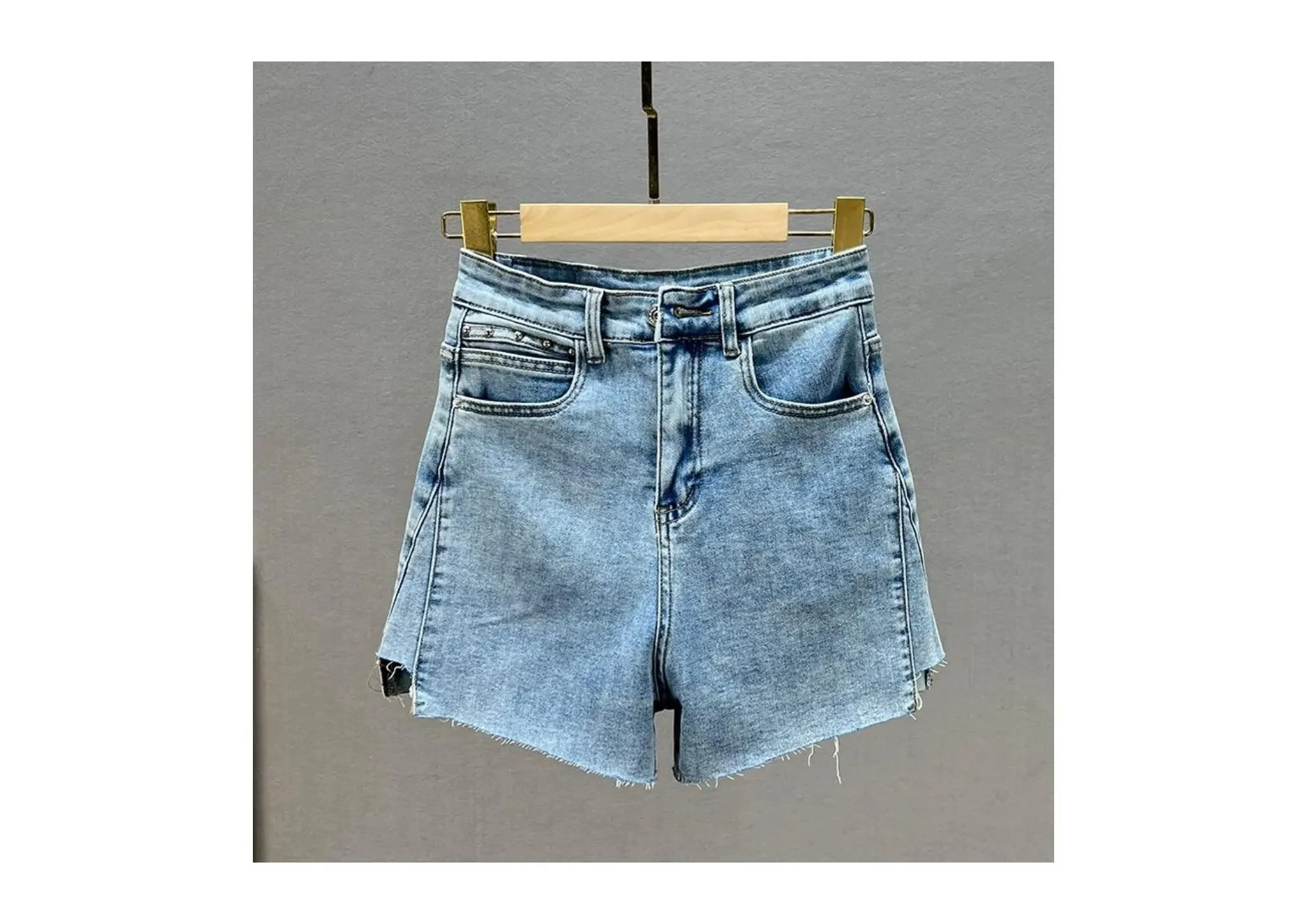 2024 New Arrivals Women Summer Shorts Basic Washed Ripped Stretch Skinny High Waist Denim Shorts