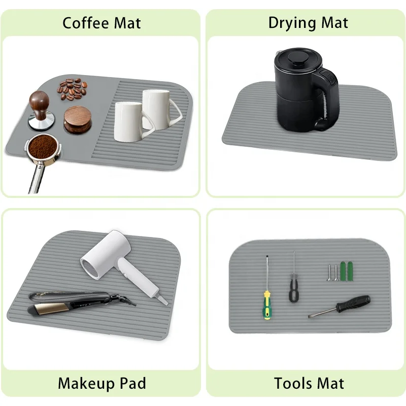 Food Grade Customized Silicone Coffee Tamping Mat with Drying Mat Multifunctional Coffee Grind Silicone Tamper Mat