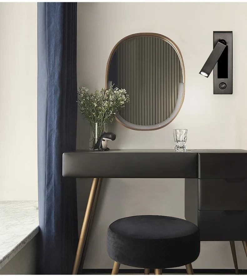 Modern Recessed Hotel Bedside Wall Reading Lamp LED Bed Head Reading Light