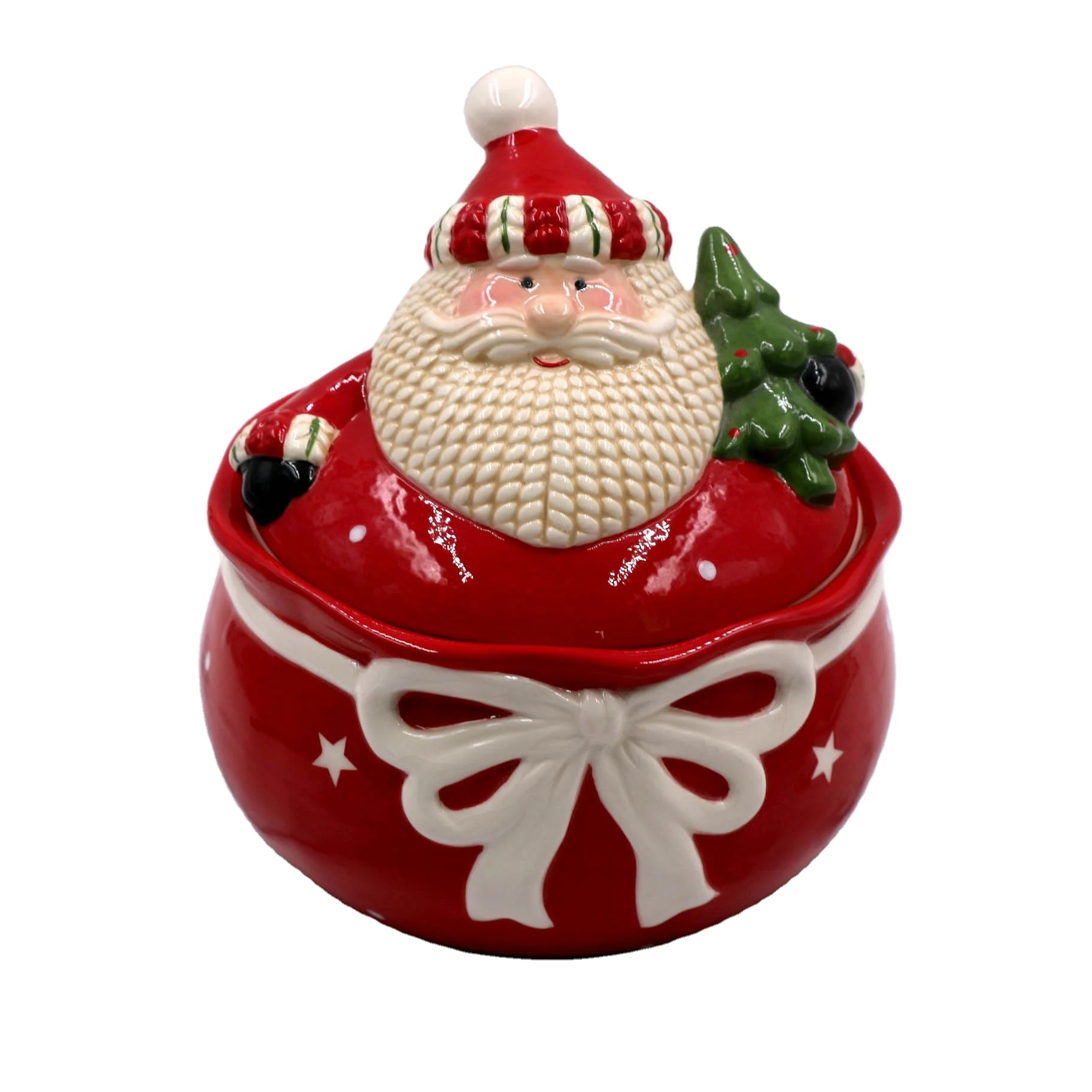 3D Decorative Ceramic christmas mugs Present Handpainted Ceramic Earthenware Sugar Pot Christmas Candy Jars