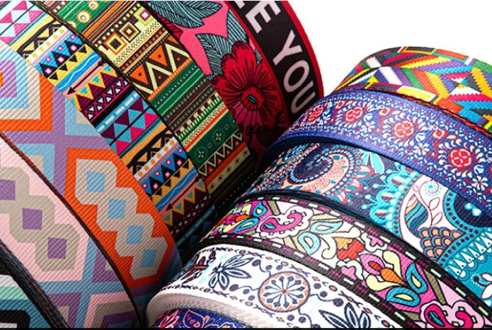 Colorful National Wind Double-sided Polyester Webbing Strap Ethnic Style Sublimation Printing Webbing for Bag Shoulder Strap