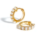 Pearl Gemnel 925 Sterling Silver 18k Gold Plated Freshwater Pearl Huggie Hoop Earrings Women