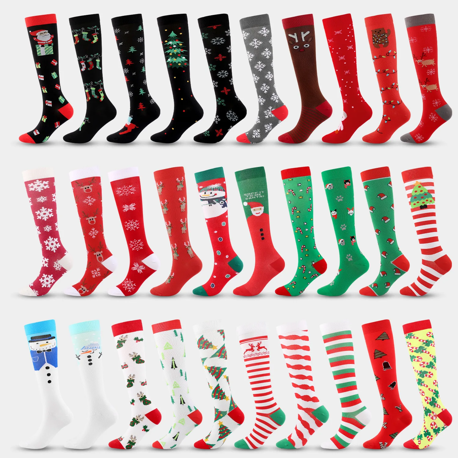 New Arrival Holiday Christmas Running Socks Women Nurse Fashion Medical Compression Socks